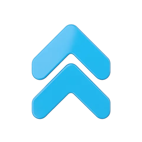 Modern blue upward arrow graphic element for business presentations and web design PNG
