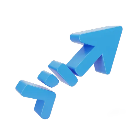 Modern blue upward arrow icon set with progress steps for business presentations and infographics PNG