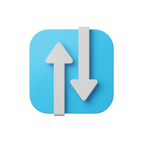 Modern dual direction arrow icon for upload download interface design and app symbols PNG