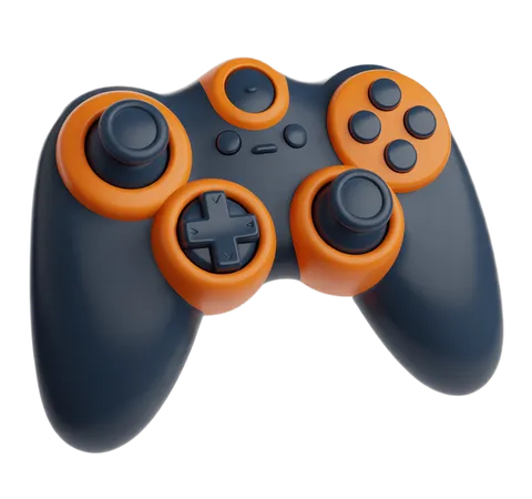 Modern game controller clipart with orange accents for gaming graphics and app icons PNG