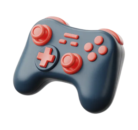 Modern gray and red gaming controller clipart for digital game design and app icons PNG