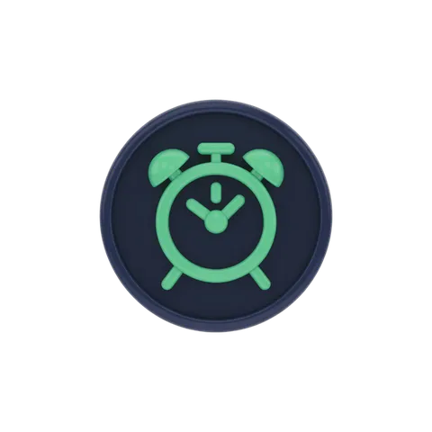 Modern green alarm clock icon with transparent background for digital design projects PNG