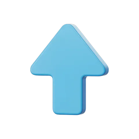 Modern light blue upward arrow icon for web design and user interface navigation PNG