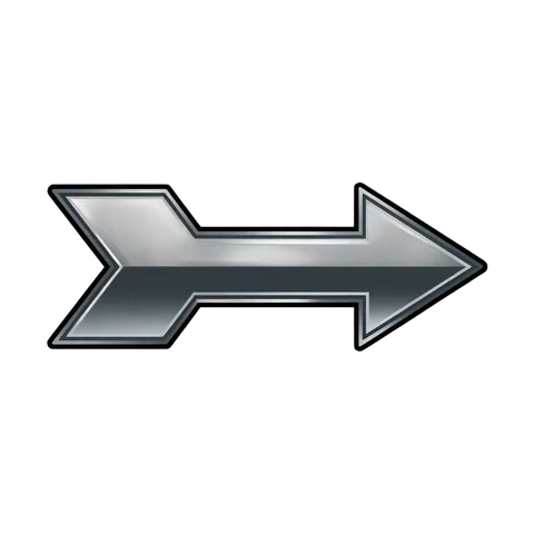 Modern metallic arrow graphic element for presentations and web design with transparent background PNG