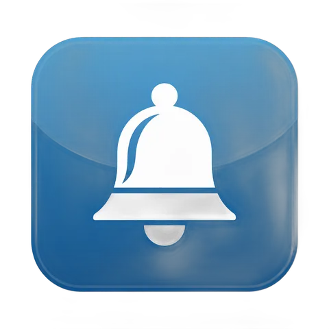 Modern notification bell icon for alerts and app interface design with transparent background PNG