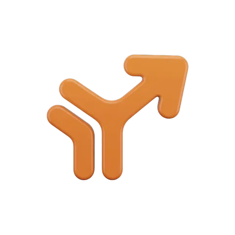Modern orange upward arrow icon with split base for growth progress charts presentations PNG