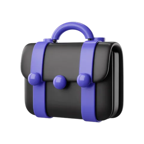 Modern purple and black briefcase clipart for business presentations and corporate documents PNG