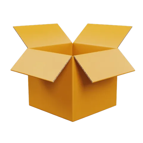 Open cardboard box illustration for packaging delivery and shipping design projects PNG