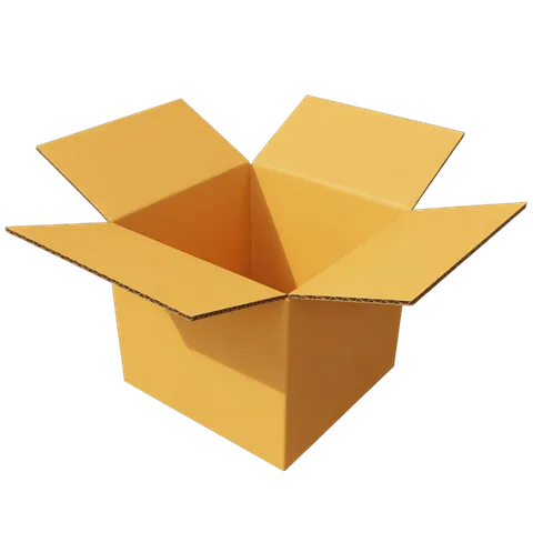 Open cardboard box illustration for packaging design and ecommerce product display PNG