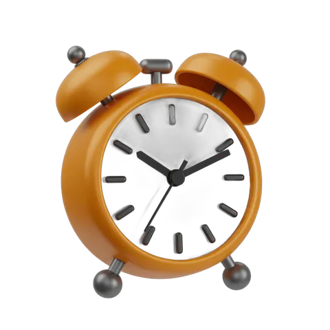 Orange alarm clock illustration for time management and productivity graphics PNG