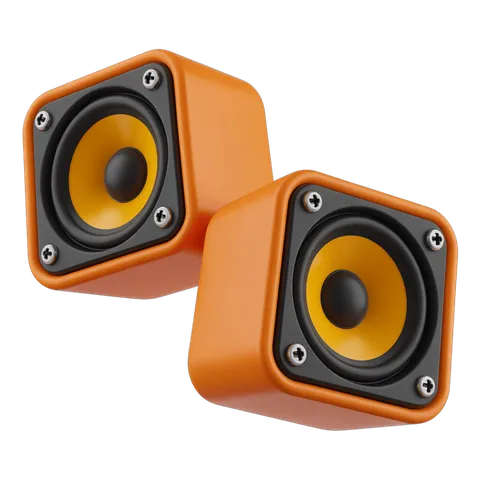 Orange isolated speaker clipart for presentations and multimedia projects PNG