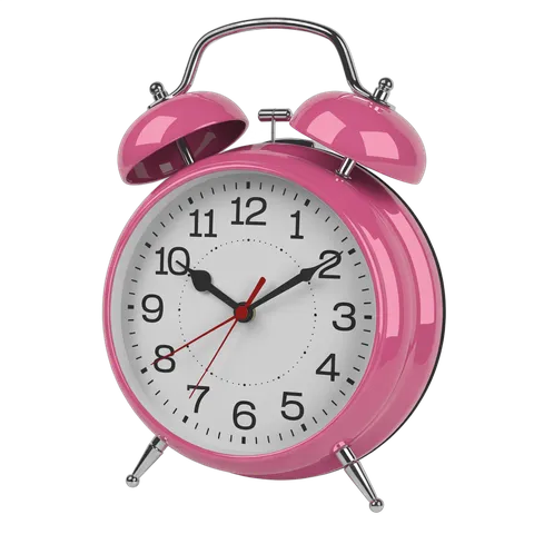 Pink vintage alarm clock illustration for time management and productivity designs PNG