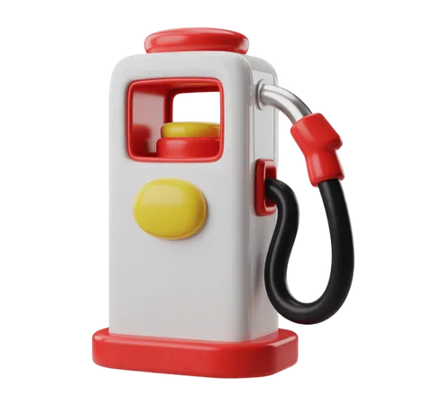 Playful 3d gas pump toy with red handle and yellow button for children educational games and illustrations PNG