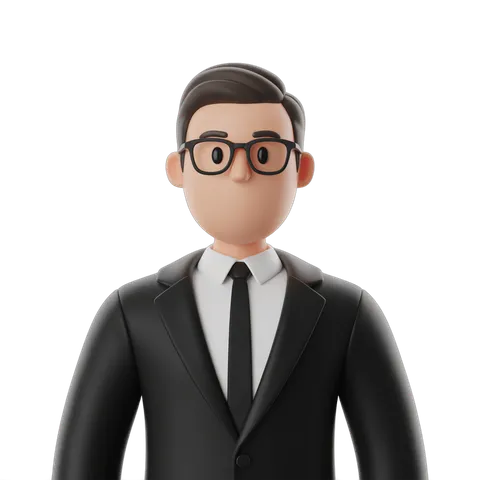 Professional businessman cartoon character in suit and tie for presentations and corporate graphics PNG