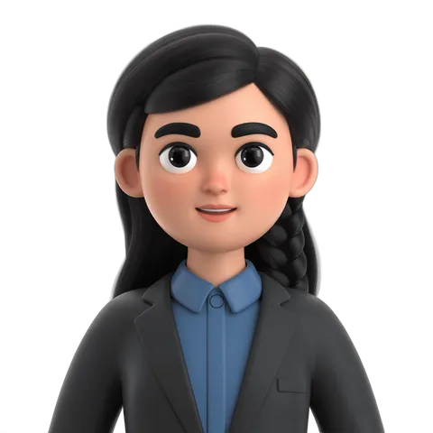Professional cartoon woman in business suit for presentations and corporate graphics PNG