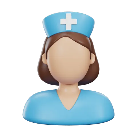Professional nurse avatar icon with medical cross hat for healthcare apps and websites PNG