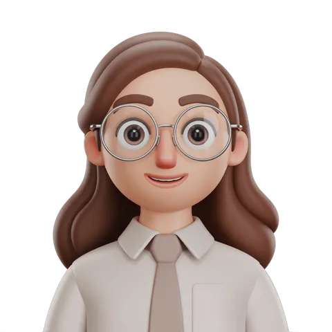 Professional woman with glasses smiling for corporate presentation and business illustration PNG