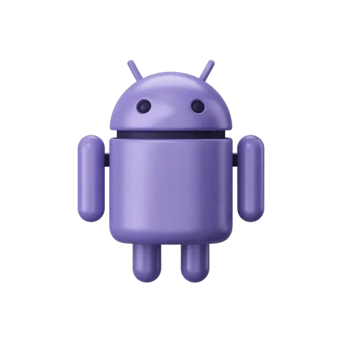 Purple android robot mascot icon for mobile app branding and digital marketing designs PNG