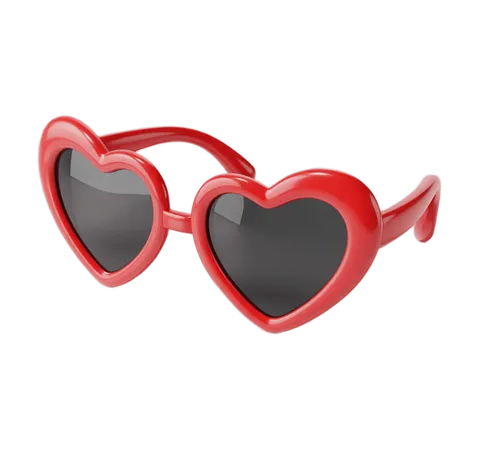 Red heart shaped sunglasses clipart for valentine love and romance designs PNG