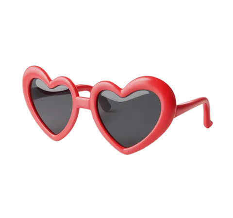 Red heart shaped sunglasses clipart for valentine love and romance designs PNG