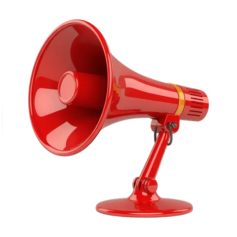 Red isolated megaphone graphic for announcements and event promotions PNG