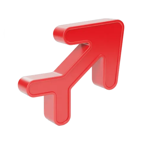 Red upward arrow graphic element for presentations business growth and success indicators PNG