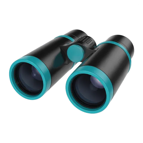 Sleek black and teal binoculars for outdoor adventure hiking and wildlife observation PNG