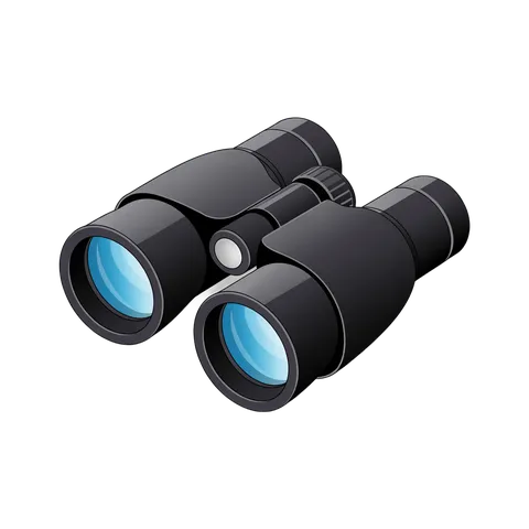 Sleek black binoculars clipart for outdoor adventure travel and exploration marketing graphics PNG
