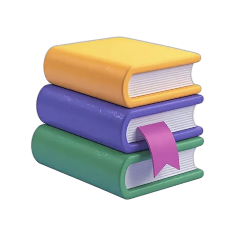 Stack of colorful books with ribbon bookmark for education marketing and learning materials PNG