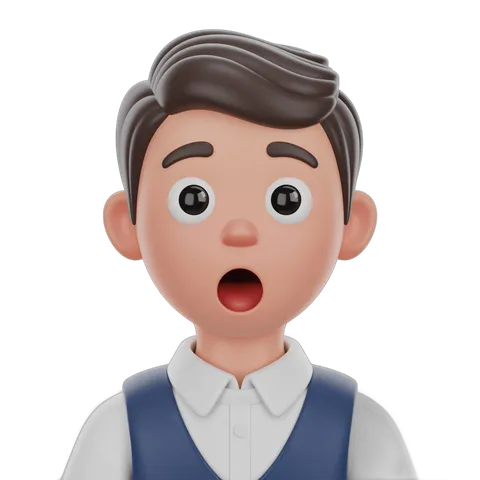 Surprised young boy in school uniform vest looking shocked isolated transparent background clipart PNG
