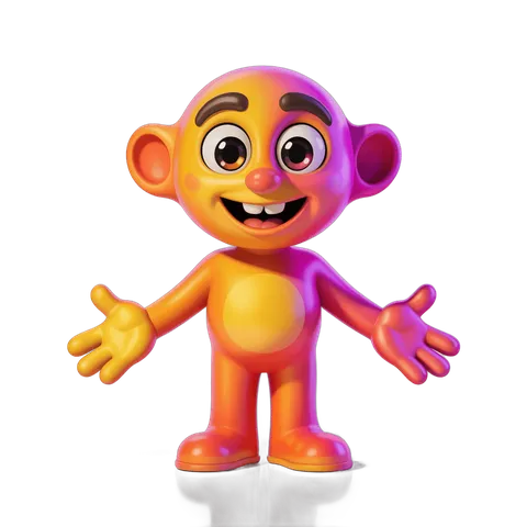 Vibrant 3d cartoon monkey character with arms outstretched for cheerful graphic design PNG
