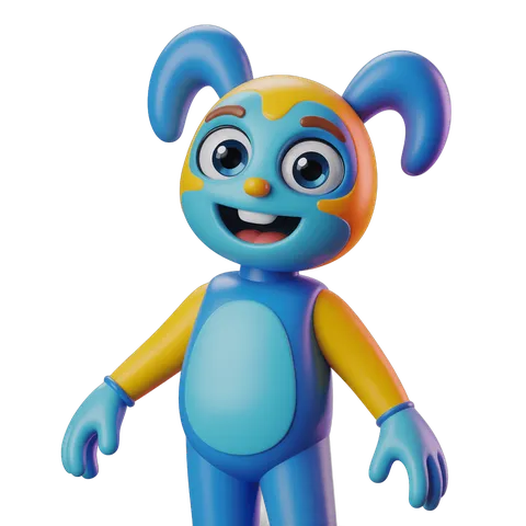 Vibrant cheerful cartoon character with colorful ears and arms for cheerful illustrations and designs PNG