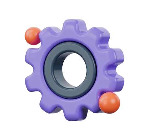 Vibrant purple gear with orange bearings isolated clipart graphic for presentations and designs PNG