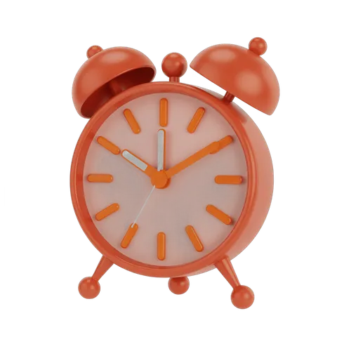 Vibrant red alarm clock illustration for time management and productivity graphics PNG