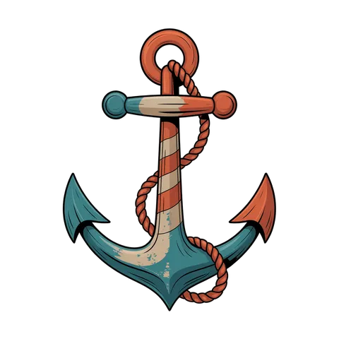 Vintage nautical anchor graphic element for maritime logos and travel branding PNG