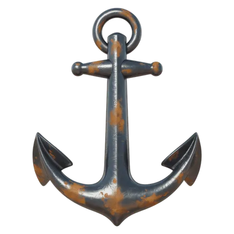 Vintage rusted metal anchor graphic element for nautical maritime branding and illustrations PNG
