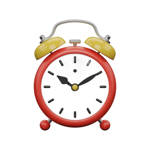 Vintage style alarm clock with yellow bells isolated on transparent background for graphic design PNG