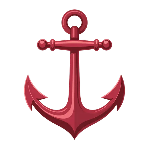 Vintage style red anchor graphic element for nautical maritime travel adventure branding PNG
