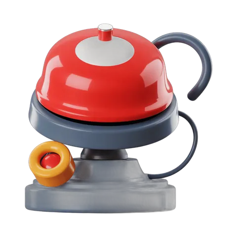Vintage style red bell notification graphic element for website alerts and app icons PNG